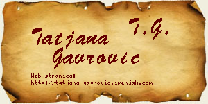 Tatjana Gavrović vizit kartica